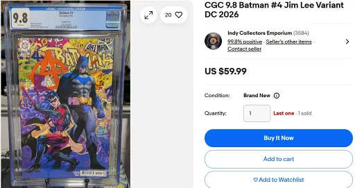 CGC 9.8 Batman Vol. 4 #4 Jim Lee Variant